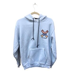 Blue Banana Light Blue Hoodie Medium 100% Cotton Embroidered Logo